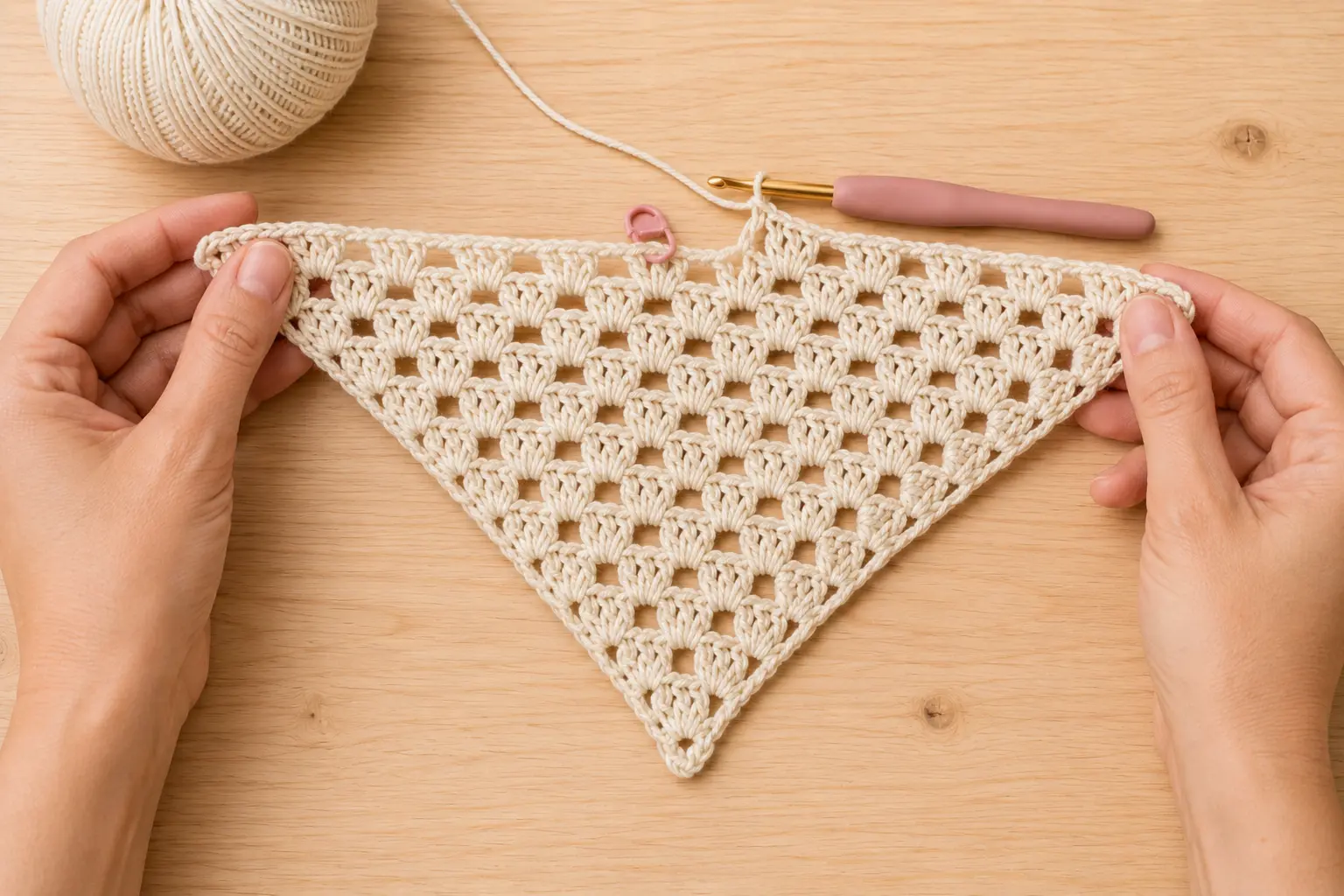 Granny-Muster beim Bandana häkeln Schritt für Schritt