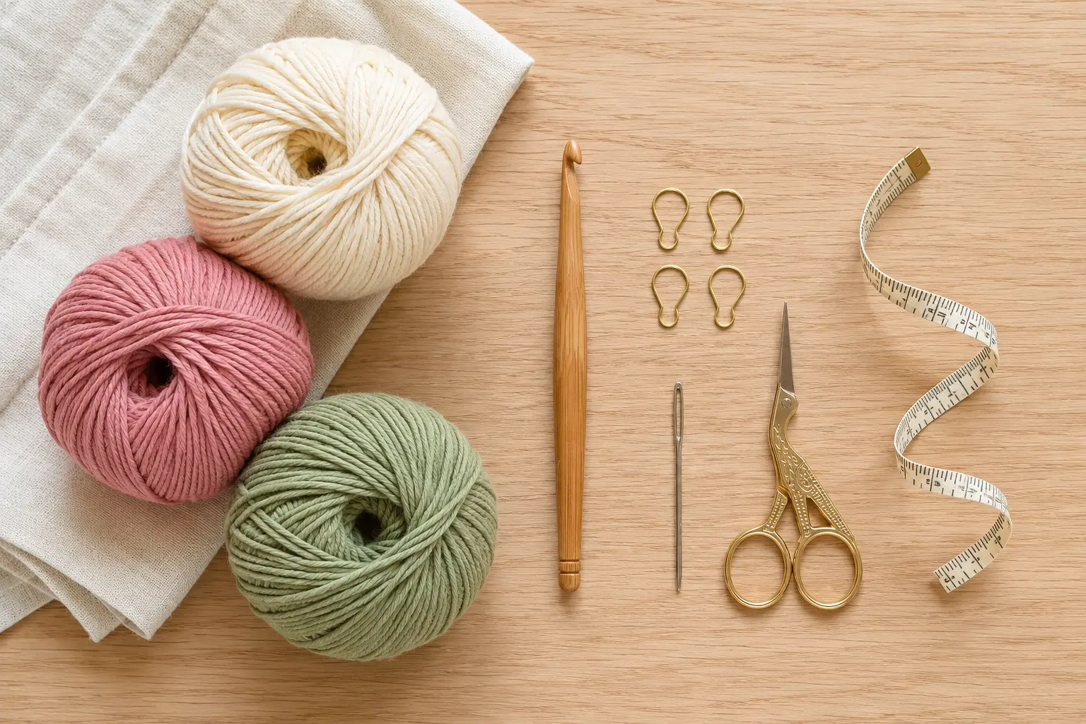 Material zum Granny Square häkeln mit Baumwollgarn und Häkelnadel